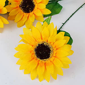 Штучні квіти. Соняшник з росою, 50 см