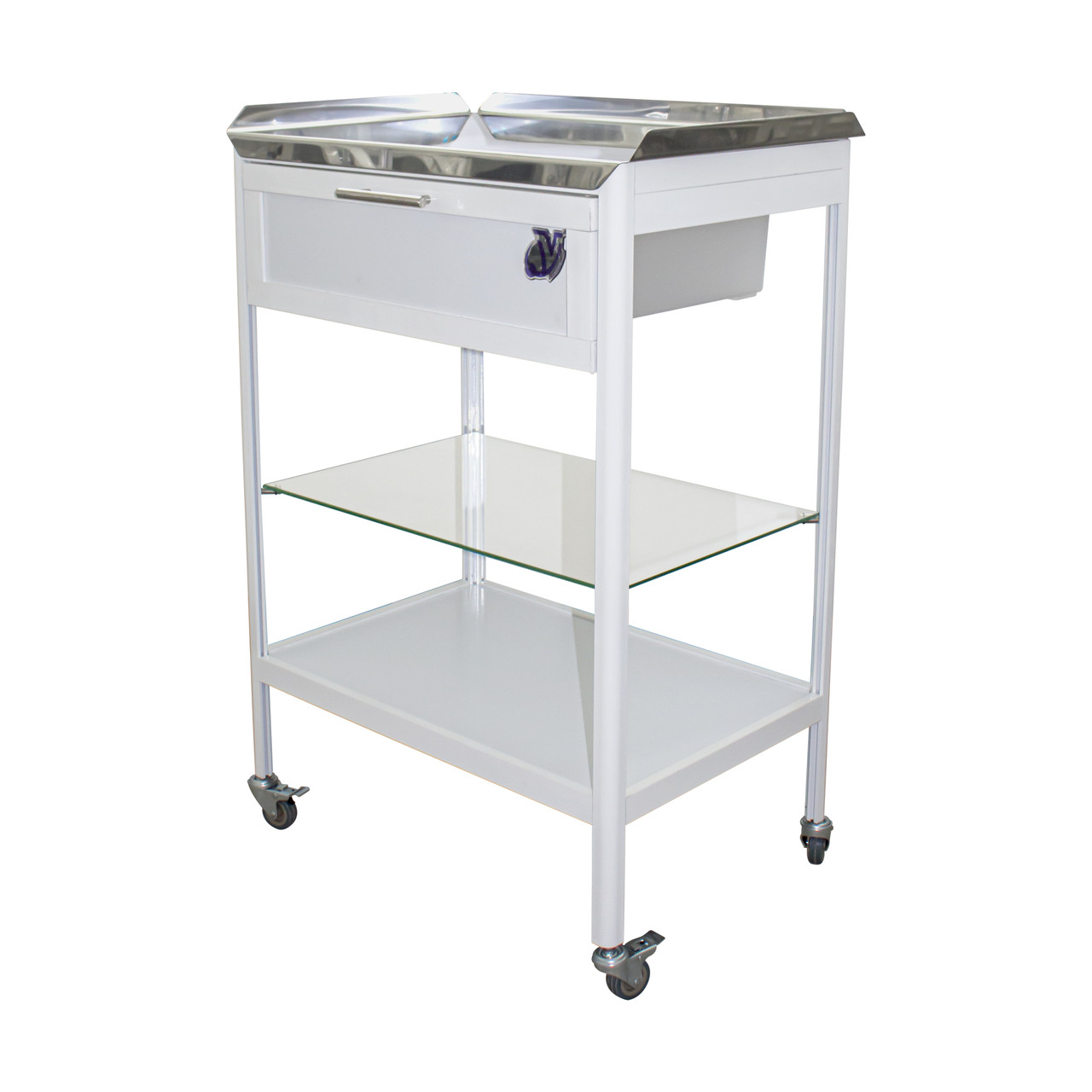 Столик маніпуляційний пересувний із шухлядою на 3 полиці СМ-4к Viola медичний столик на коліщатках