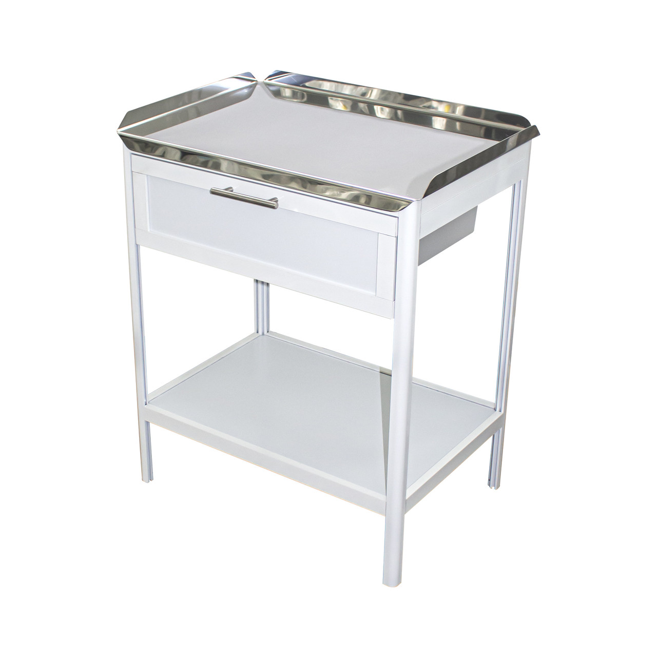 Столик маніпуляційний на ніжках із шухлядою СМ-3 Viola медичний столик із верхньою полицею з неіржавкої сталі