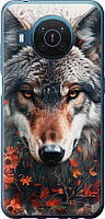 Чехол на Nokia X20 Wolf and flowers "6056u-2532-70447"