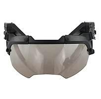 Захисні затемнені тактичні окуляри фліп Vulpo на каску або шолом (Чорний)