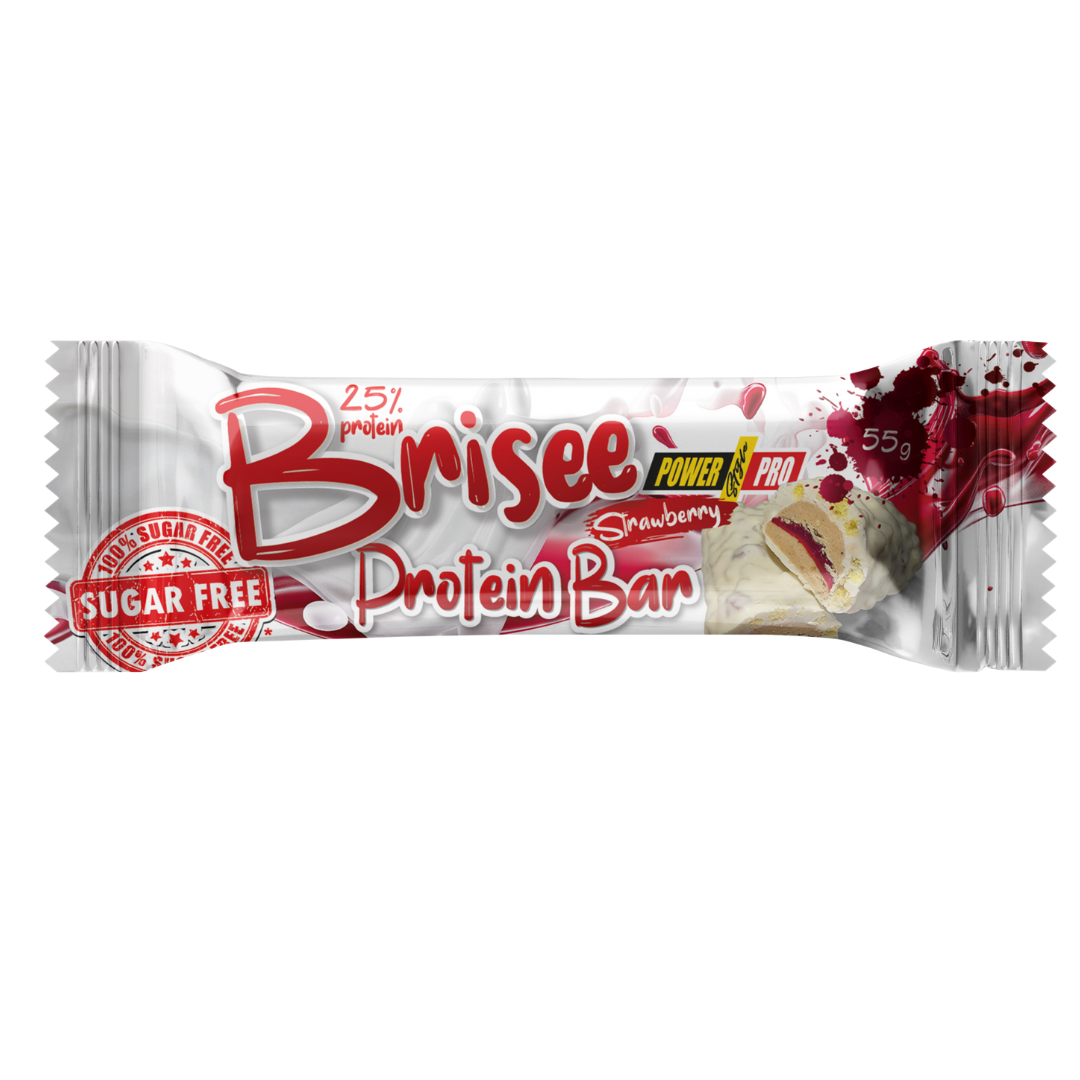 Батончик Power Pro Brisee без цукру 25% протеїну Полуниця, 55гр/20