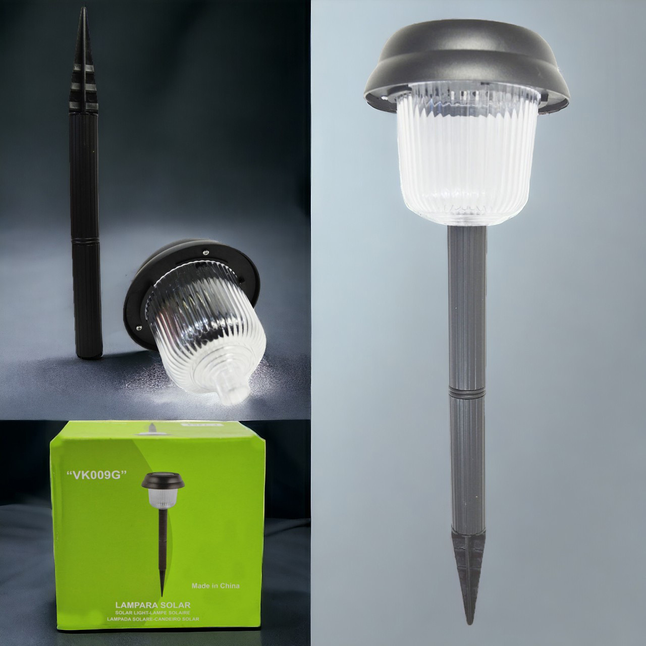 Фонарь садовый на солнечной батарее, Белый (Грунтовый светильник с ...