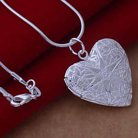 Жіночий кулон серце ажурне з ювелірного сплаву. Підвіски прикраси на шию у формі серця медальйони підвіски, фото 4