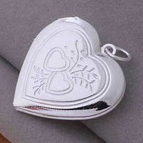 Красивий кулон з ланцюжком серця відкривається. Оригінальний жіночий медальйон з ювелірного сплаву на подарунок, фото 5