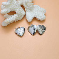 Красивий кулон з ланцюжком серця відкривається. Оригінальний жіночий медальйон з ювелірного сплаву на подарунок, фото 9