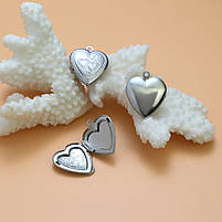 Красивий кулон з ланцюжком серця відкривається. Оригінальний жіночий медальйон з ювелірного сплаву на подарунок, фото 8