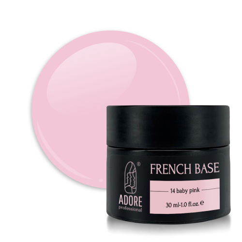 Камуфлююча база для нігтів Adore French Base №14 — baby pink, 30 мл, фото 1