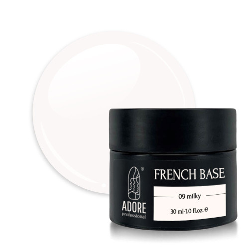 Камуфлююча база для нігтів Adore French Base No09 — milky, 30 ml