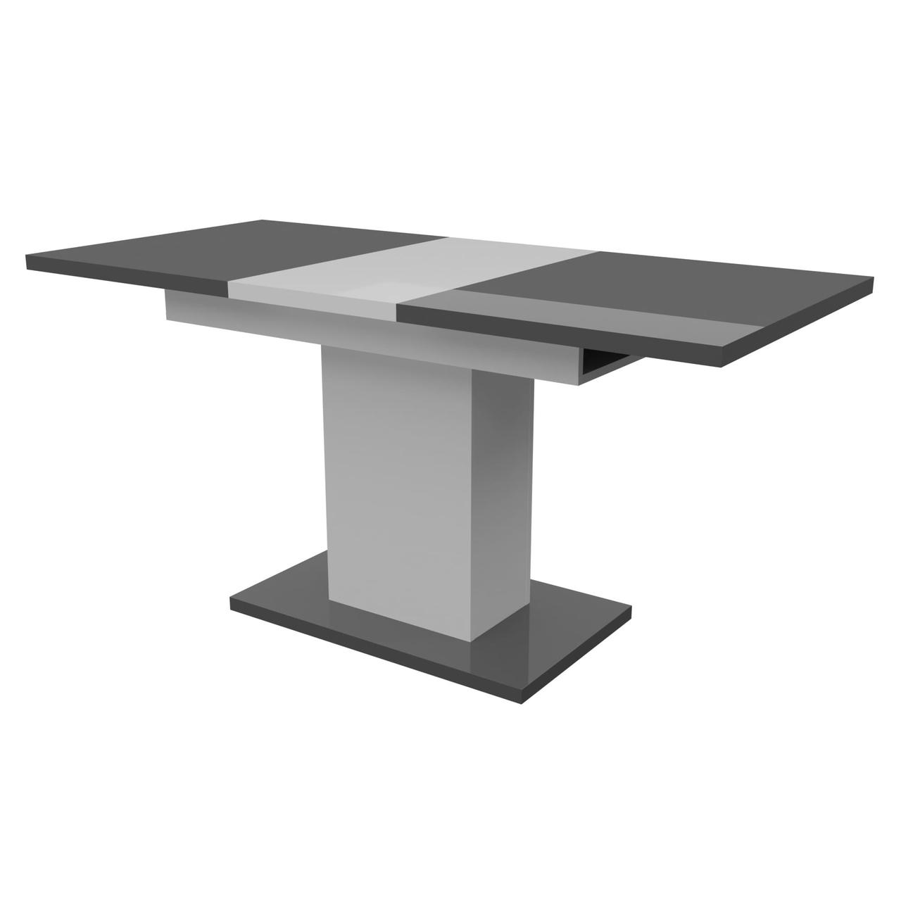 Стіл обідній "Твіст" 150х68х75 см. Сірий глянець МДФ, фото 1