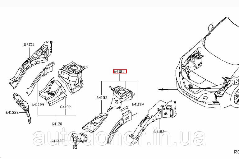Чверть лонжерон передня ліва біла QABG -PEARL / BRILLIANT WHHT Nissan Leaf ZE1 (18-) F4121-5SAMA