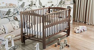 Ліжко дерев'яне для немовлят Еліт з маятниковим механізмом відкидною боковиною без шухляди бук біле 120х60