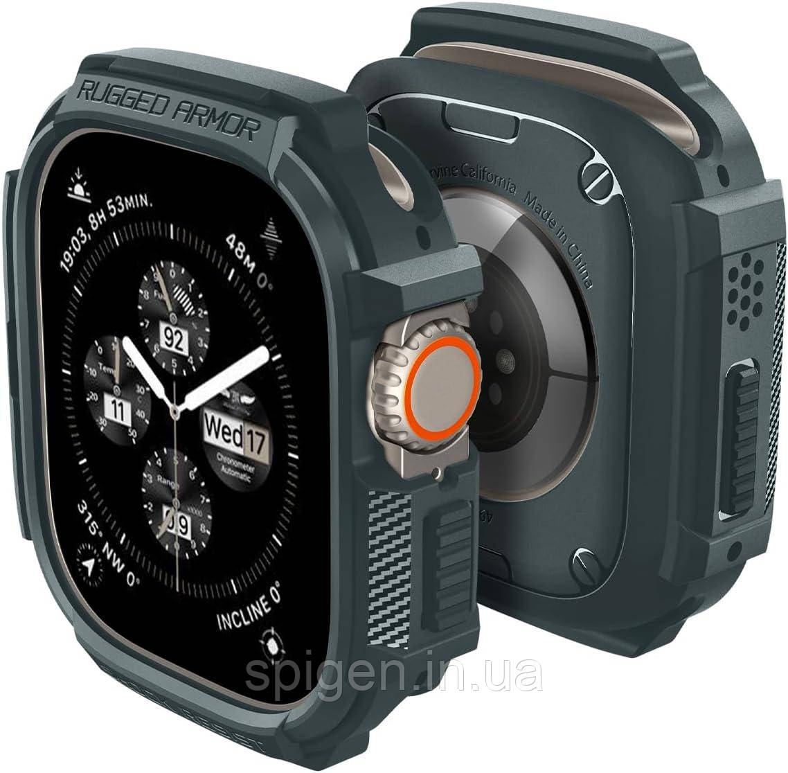 Чохол Spigen для Apple Watch Ultra 2/1 (49 mm) - Rugged Armor, Abyss Green (ACS07383)