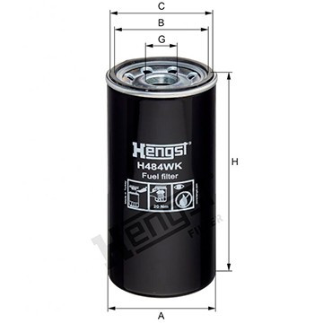 Фільтр паливний Renault Truck K/T 13-/ Volvo Truck 12, Hengst, H484WK,