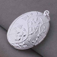 Кулон овальний для закоханих із ювелірного сплаву. Медальйон з ланцюжком для фото. Овесна підвіска на подарунок, фото 3