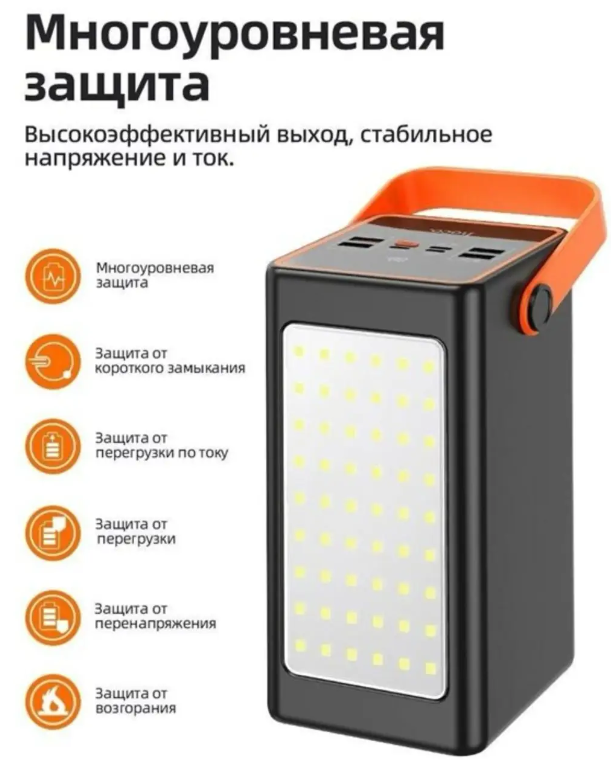 Зовнішній акумулятор power bank Повербанк hoco j107 на 90 000mah з цифровим дисплеєм і потужним ліхтариком