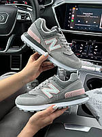 Женские кроссовки New Balance Classic PRM Gray Pink Нью Беланс ПРМ Классик серые замша текстиль демисезонные