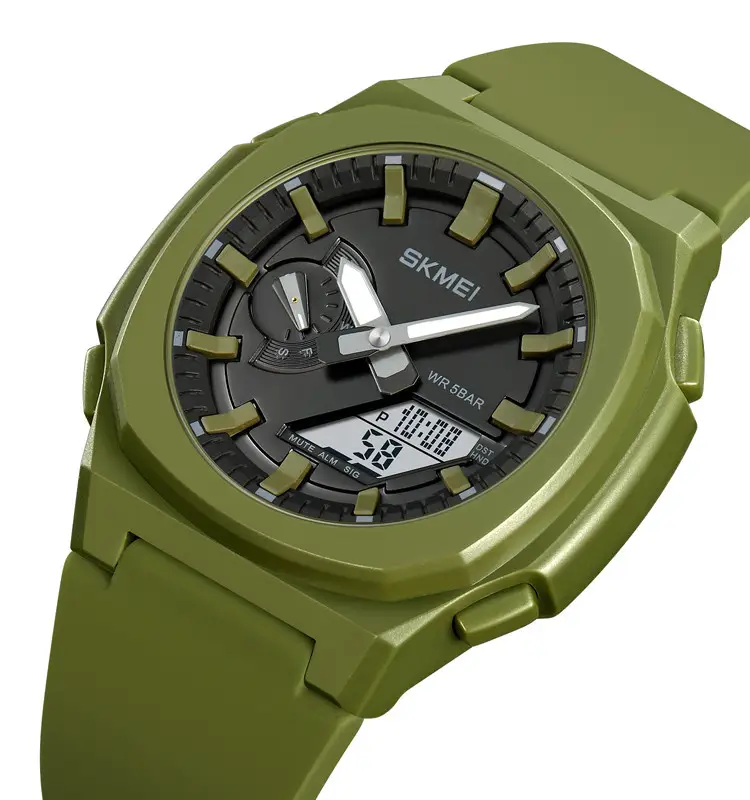 Чоловічий наручний годинник Skmei 2091 (Зелений з білим), фото 1