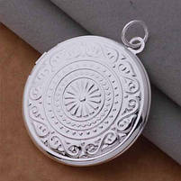 Кулон круглий для фото. Медальйон із ювелірного сплаву у формі кола. Підвіска кругла для фотографій, фото 4