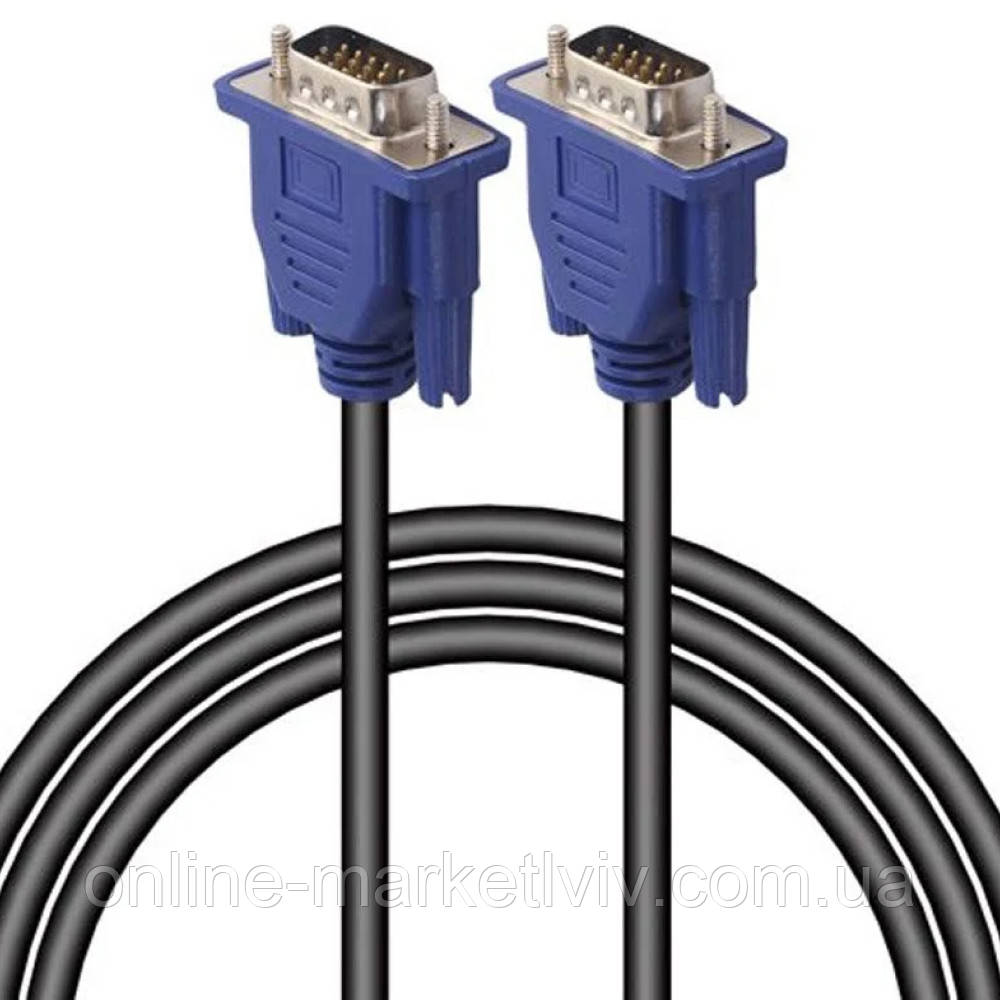 Кабель VGA-VGA, 10м, 3+4 / Кабель для монітора / Шнур ВГА / Кабель ВГА для передачі відеосигналу