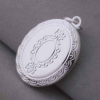 Кулон овальний для фото. Медальйон із ювелірного сплаву у формі овалу. Підвіска кругла для фотографій, фото 4