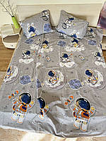 Двухспальний постільний комплект " Космонавт сірий "