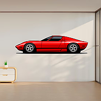 Вінілова інтер'єрна наклейка кольорова декор на стіну (шпалери та фарбу) "Машина. Червоне авто" самоклеюча з оракалу