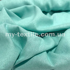 Лляна тканина однотон натуральна бавовна з віскозою 140 см М'ята
