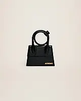 Сумка з натуральной кожи Jacquemus Le Chiquito moyen black, женская сумочка клатч на длинном ремне