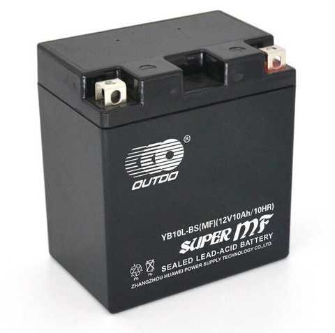 Акумулятор мото AGM (чорний) 12V 10Ah (YB10L-BS) MF (R+), фото 1