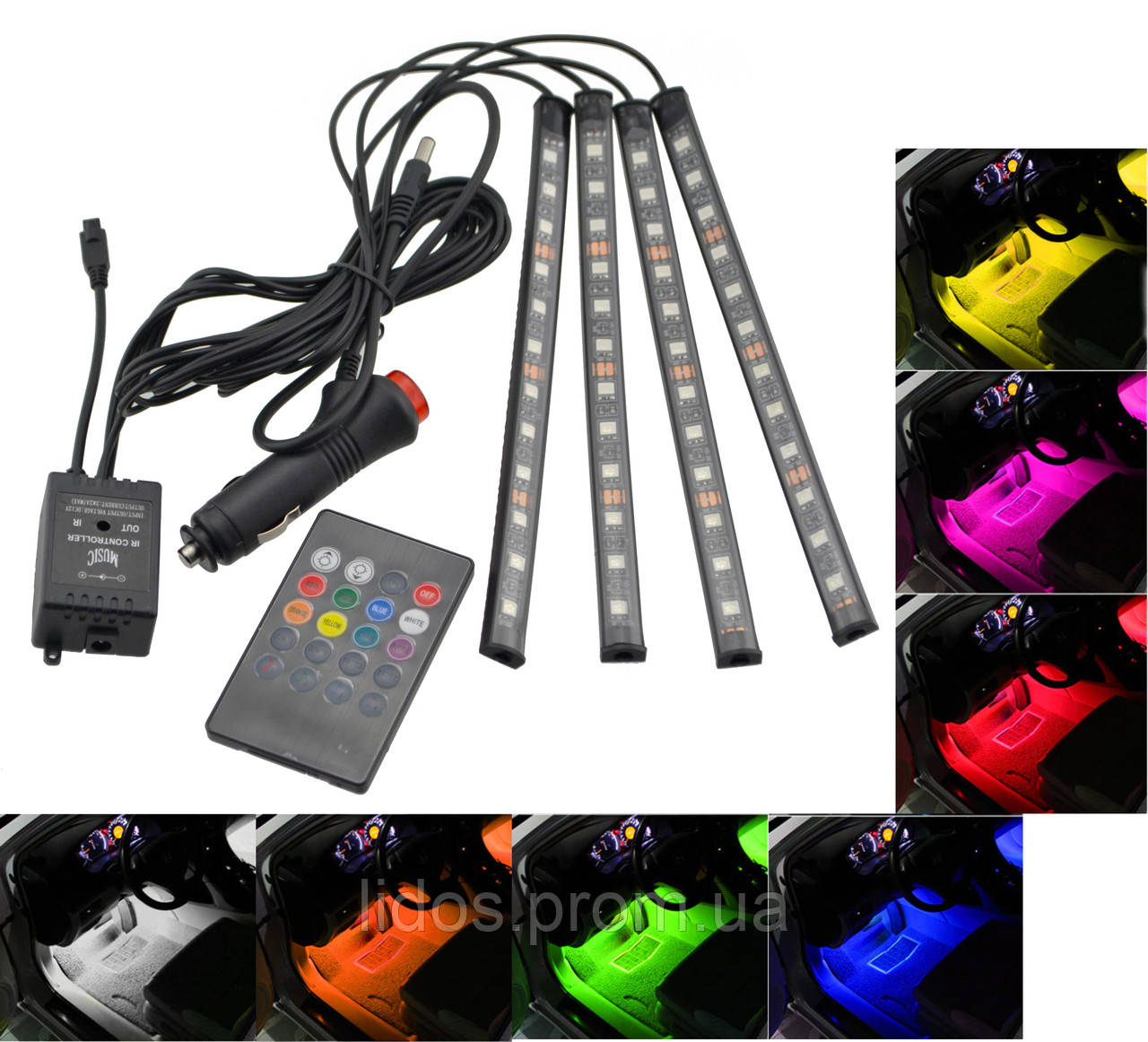 Цветная подсветка для авто водонепроницаемая RGB led HR-01678 (3306) ld - фото 1 - id-p2152291334