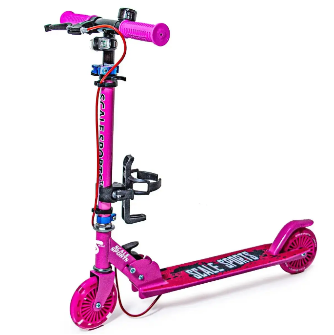 Міський двоколісний складаний самокат "Scooter Scale Sports SS-13 1747169811" з дисковим гальмом (рожевий)