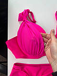 Купальник роздільний з високою талією великих розмірів рожевий, фото 5