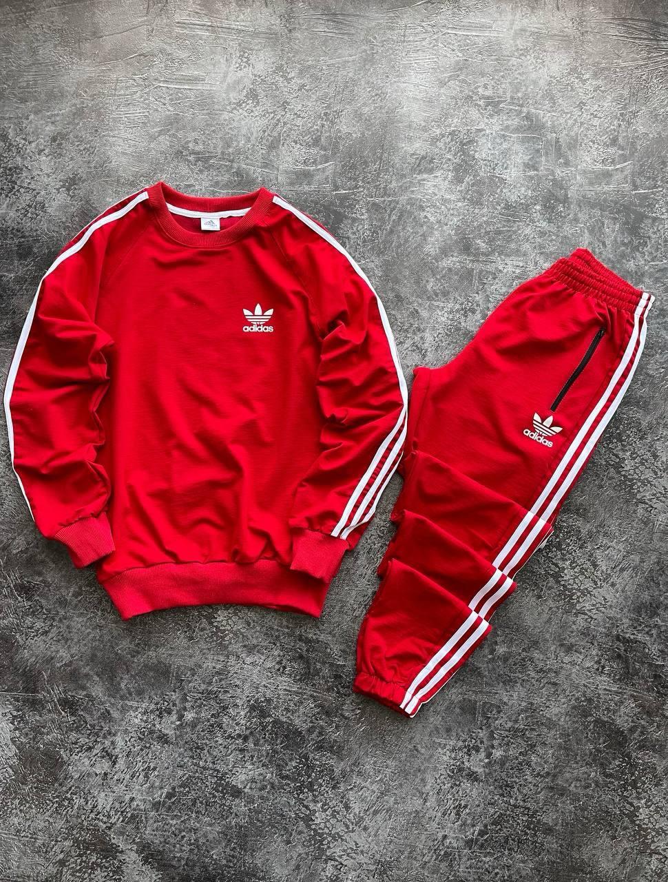 Чоловічий спортивний костюм Adidas Світшот + Штани червоний без капюшона Комплект Адідас весняний осінній