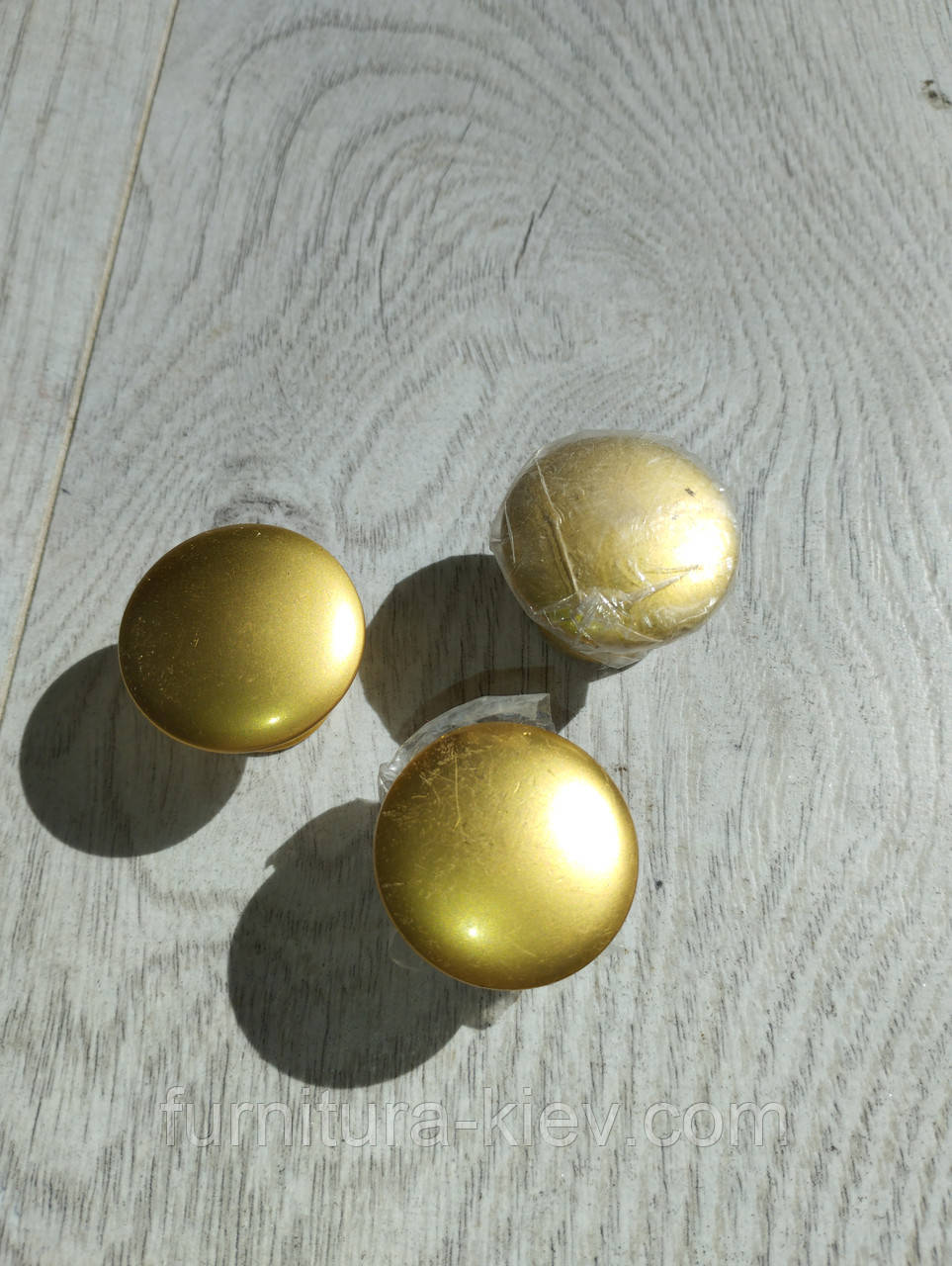 Ручки меблеві кнопки мат.золото/3шт, фото 1