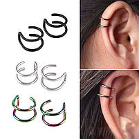 Фейк пірсинг колір золото з нержавіючої сталі. Сережки без проколу. Сережки обманка у вухо, ніс, губу, фото 4