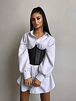 Жіноча базова приталена cукня-сорочка та корсет сітка Dp435