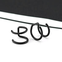 Обманки пірсингу колір чорний із нержавіючої сталі. Фейк пірсинг. Сережки без проколу. Сережки обманка у вухо, ніс, губу, фото 6