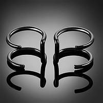 Обманки пірсингу колір чорний із нержавіючої сталі. Фейк пірсинг. Сережки без проколу. Сережки обманка у вухо, ніс, губу, фото 7