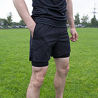 Тренувальні шорти 2в1 Бігові шорти з внутрішніми легінсами спортивні шорти