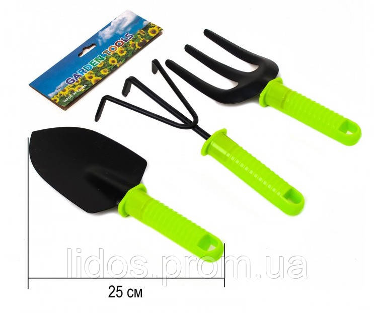 Набор садовых инструментов 3 предмета лопатка, вилы и рыхлитель ld - фото 1 - id-p2152280555