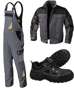 Комплект захисний робітник, спецодяг: куртка та напівкомбінезон + робоче взуття