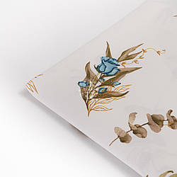 Відріз тканини Duck "Бірюзові троянди та коричневий евкаліпт", розмір 80*180 см