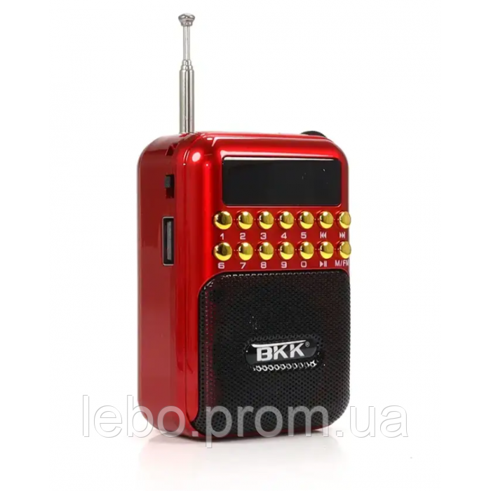 Радиоприёмник с FM USB MicroSD BKK B872 радио на аккумуляторе Красный lb - фото 2 - id-p2152291895