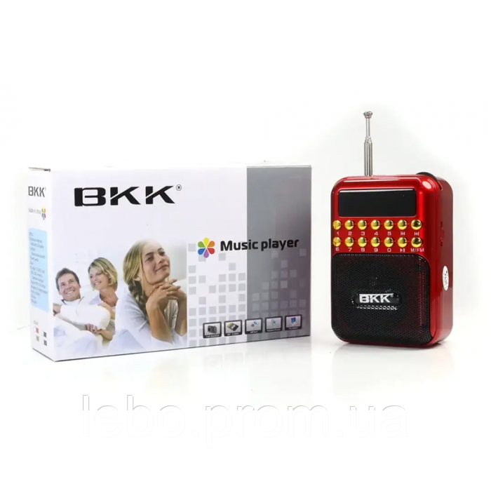 Радиоприёмник с FM USB MicroSD BKK B872 радио на аккумуляторе Красный lb - фото 5 - id-p2152291895