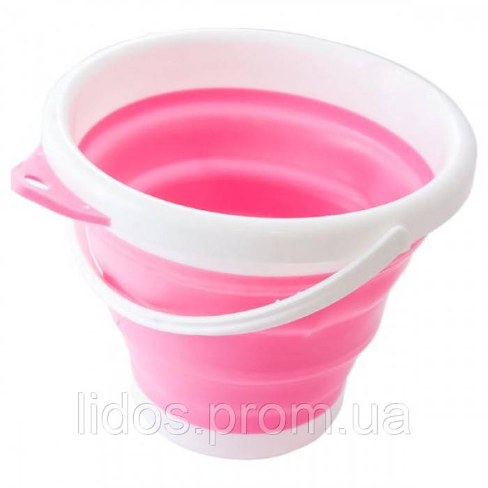 Ведро 5 литров туристическое складное Collapsible Bucket Розовое ld - фото 1 - id-p2152310387