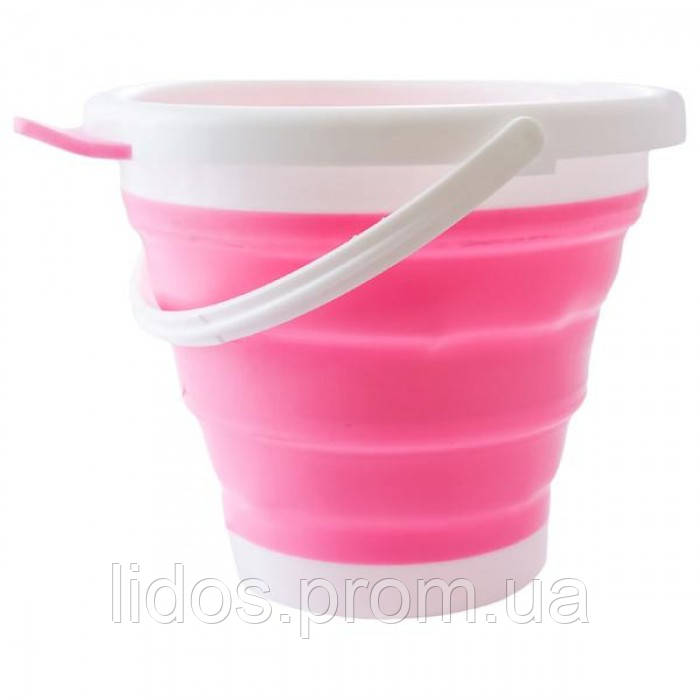 Ведро 5 литров туристическое складное Collapsible Bucket Розовое ld - фото 4 - id-p2152310387