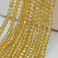 Бусины хрустальные (Рондель) 8х6 мм приблизительно 68 бусин цвет светлое золото  с АБ