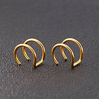 Фейк пірсинг колір золото з нержавіючої сталі. Сережки без проколу. Сережки обманка у вухо, ніс, губу, фото 10