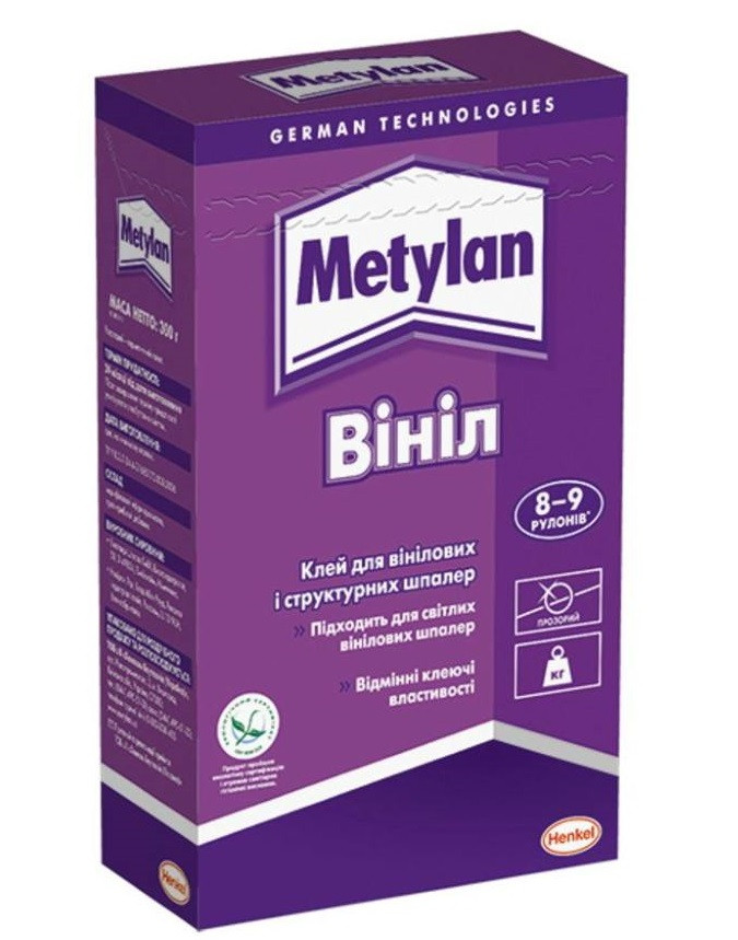 Клей Metylan Вініл (8-9 рулонів) 300 г 18 шт./ящ, універсальний клей, клей для шпалер
